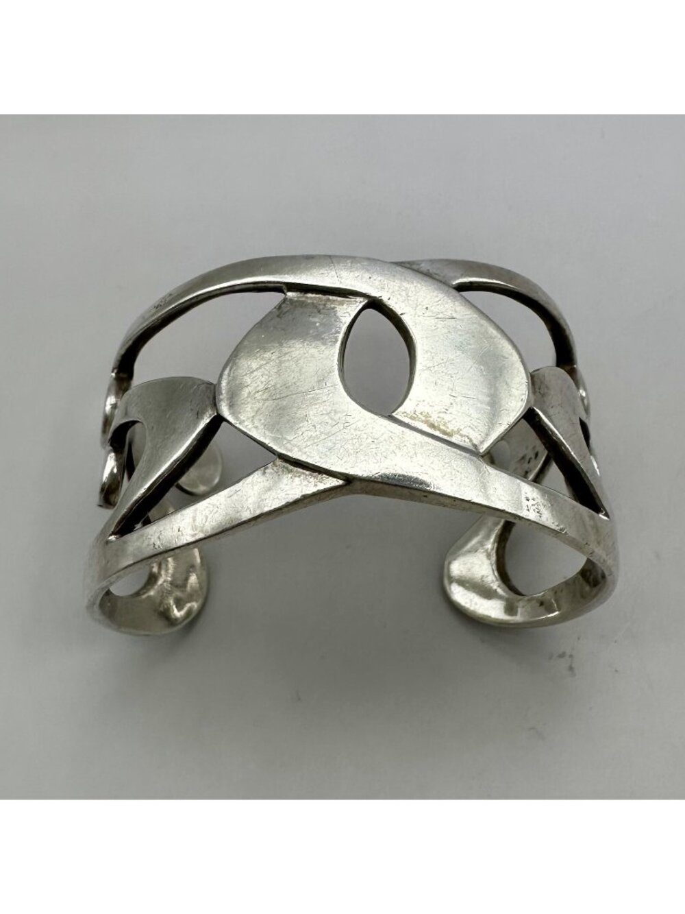 Modernist Donald Pywell Cuff Massive Bracelet Signed Sterling Silver 65 Grams